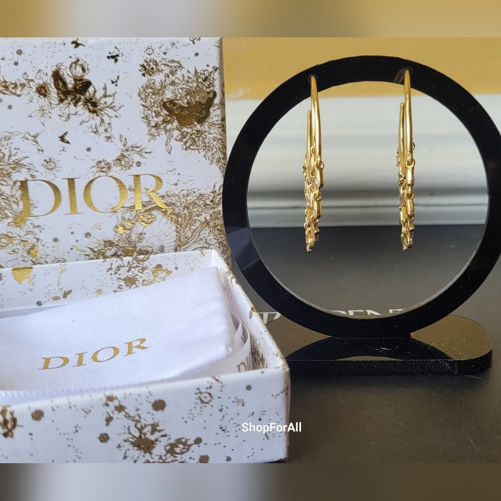 Dior Gold Crescent Moon  Chram Earrings - Picture 9 of 12